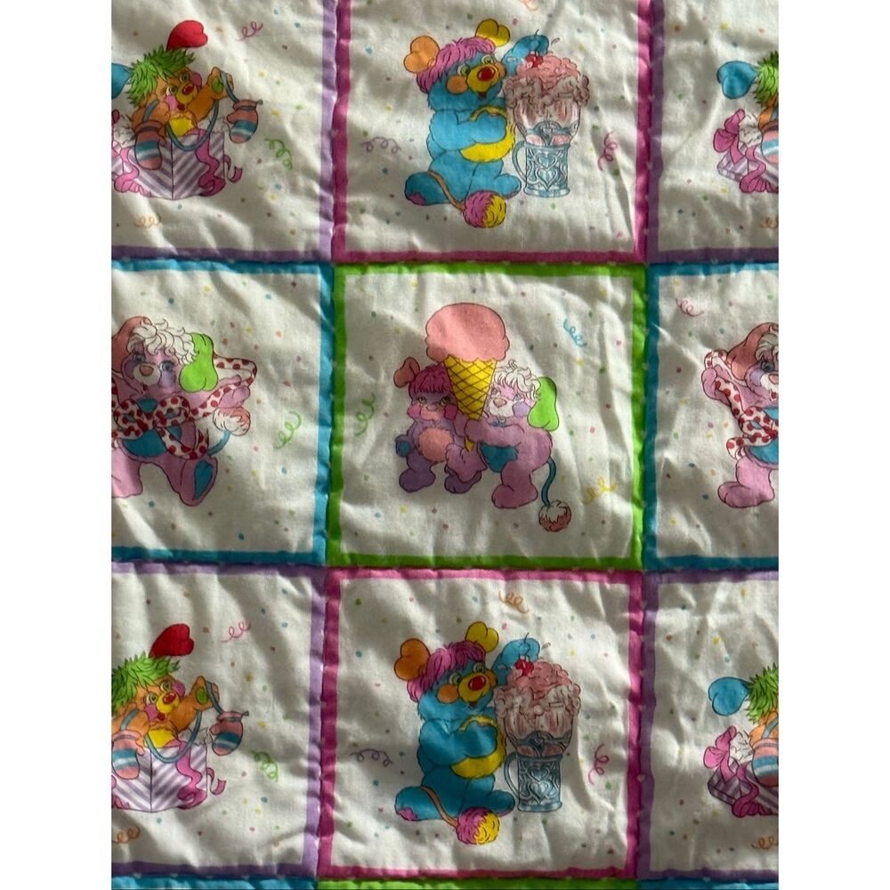 Vintage 1980s Popples  Quilt Blanket Popple Nursery 42x33